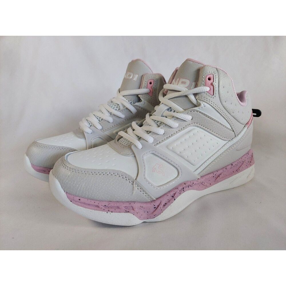 AND1 Kids Basketball Shoes Size 5 Youth White Pink Sneaker Athletic New
